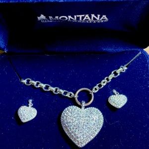Montana Silversmith  set! Silver earrings and necklace rhinestone encrusted!